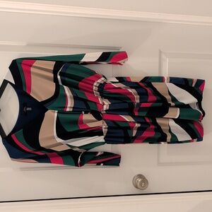 trina Trina Turk Colorful Geometric V Neck Mini Dress